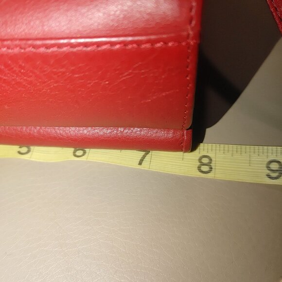 Brighton Retired Lipstick Red Leather Purse Crossbody Organizer Embellishment - Picture 6 of 16